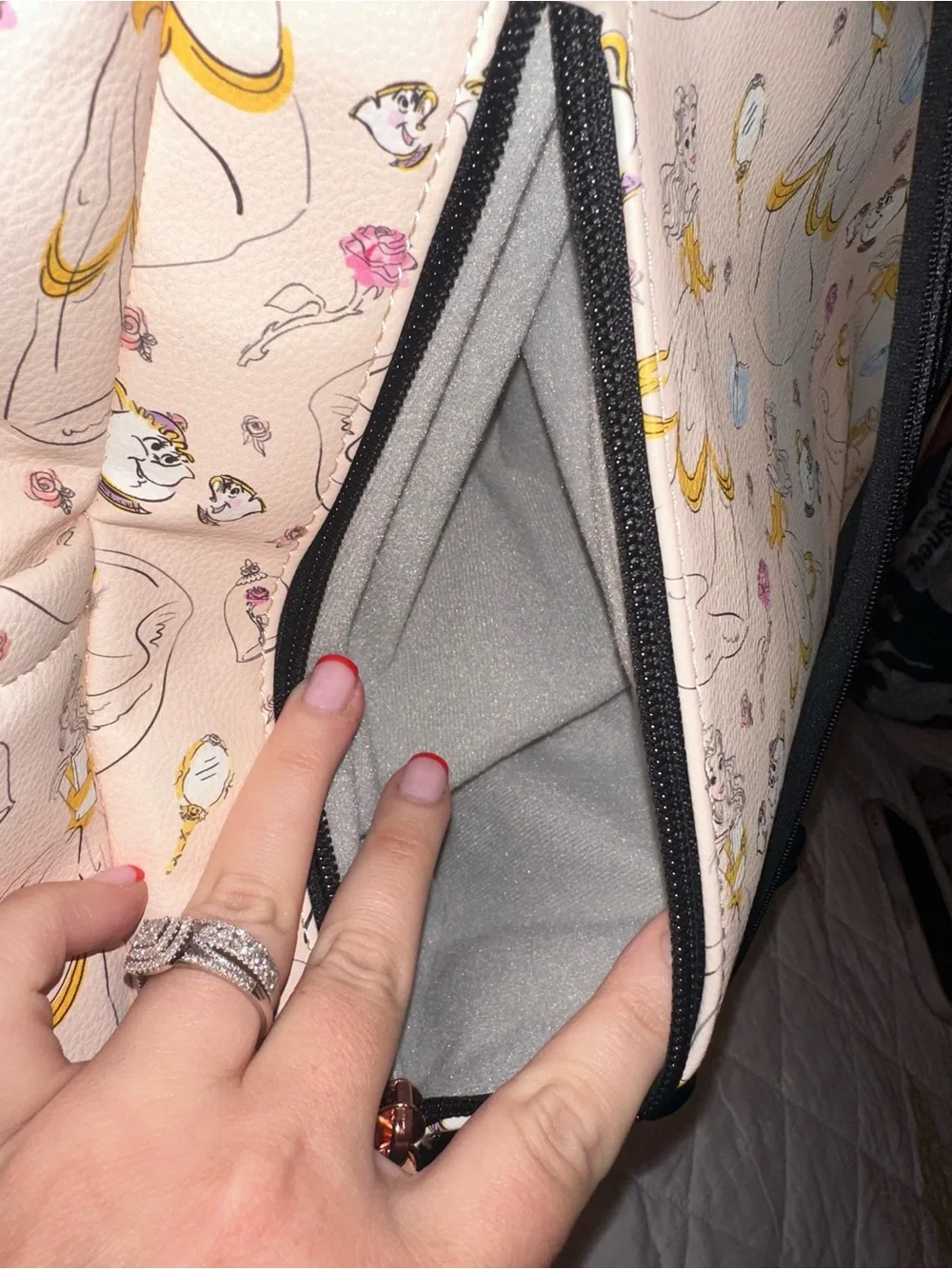 Belle Patterned Diaper Bag - Pink & Gold Accent